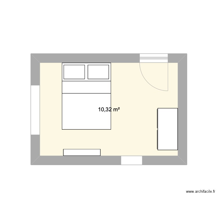 CHAMBRE 1. Plan de 1 pièce et 10 m2