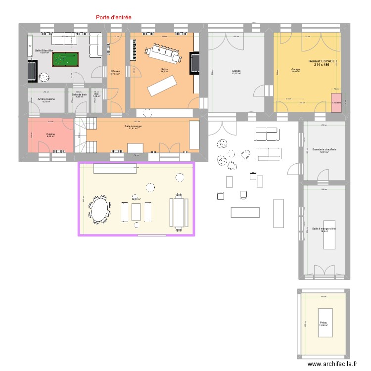 Morannes RDC actuel 30 ans Ma ChaCha. Plan de 14 pièces et 226 m2