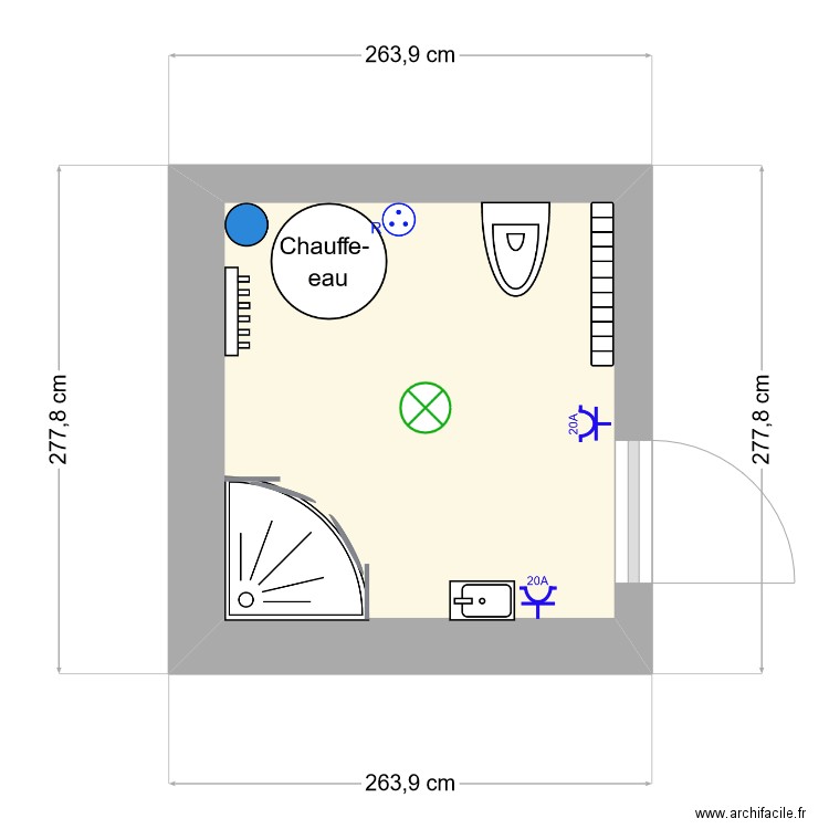 Salle de bain rez-de-chaussée 2. Plan de 0 pièce et 0 m2