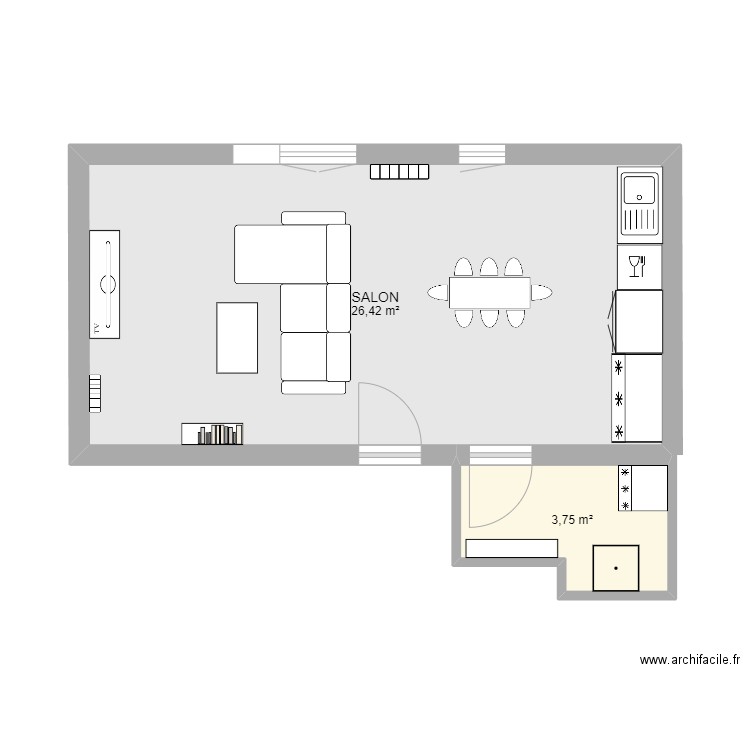 BELLENEUVE3006. Plan de 2 pièces et 30 m2