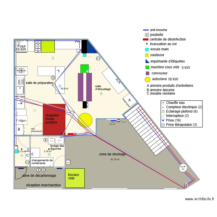 laboratoire aménagement avec elec et plomberie. Plan de 0 pièce et 0 m2