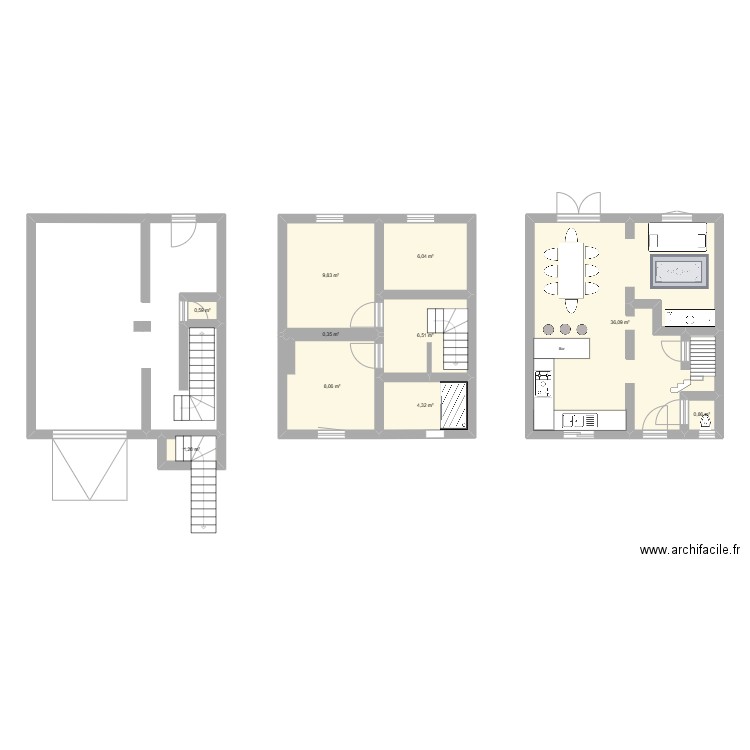 Cantau. Plan de 10 pièces et 74 m2