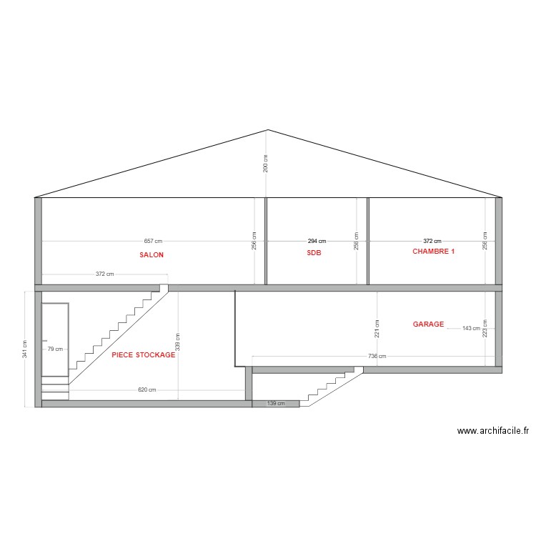 COUPE OUEST PROJET BOUVIER. Plan de 0 pièce et 0 m2