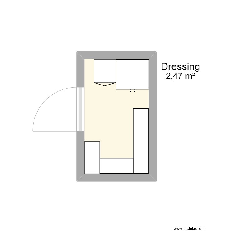 Dressing. Plan de 1 pièce et 2 m2