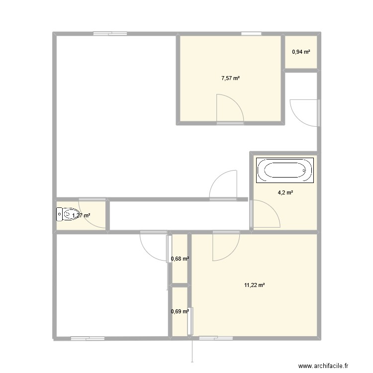 Plan 2 Chapat. Plan de 7 pièces et 27 m2