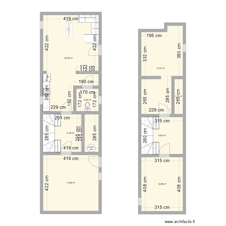 Plan Jean Pierre. Plan de 8 pièces et 99 m2