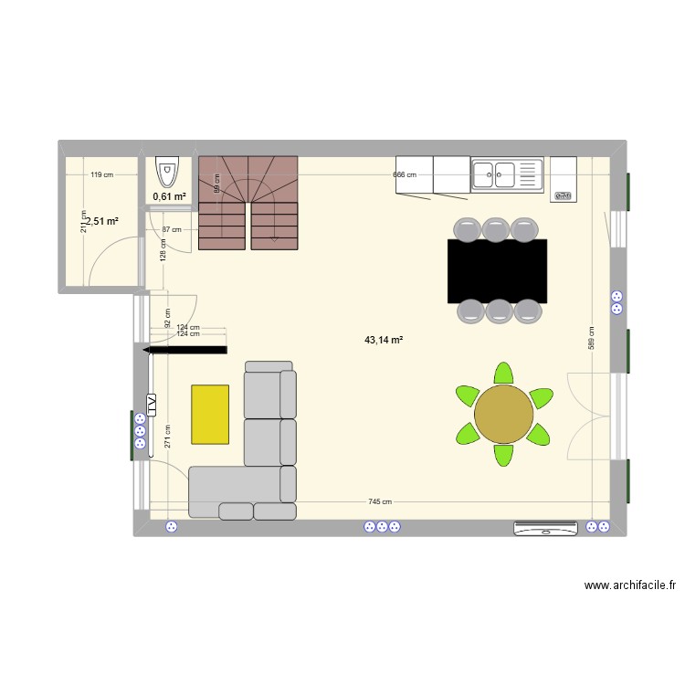 Maison RDC Istres. Plan de 3 pièces et 46 m2