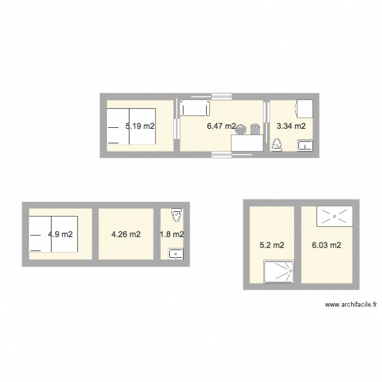 chambre hôtel suspendu. Plan de 0 pièce et 0 m2