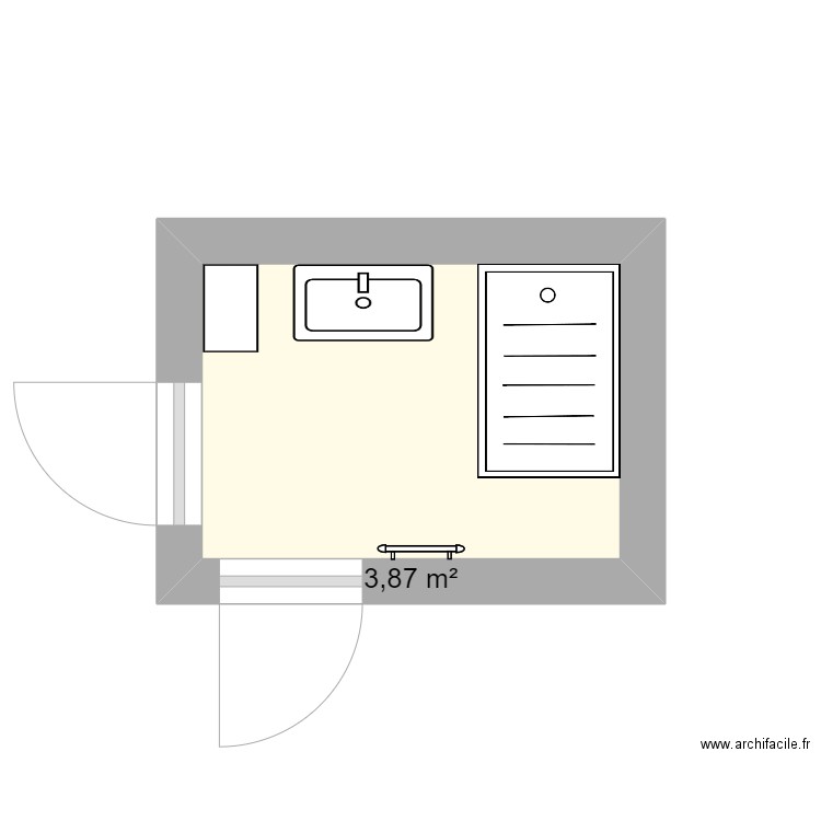 SdB Standard - Plan 1 pièce 4 m2 dessiné par thibaultLA