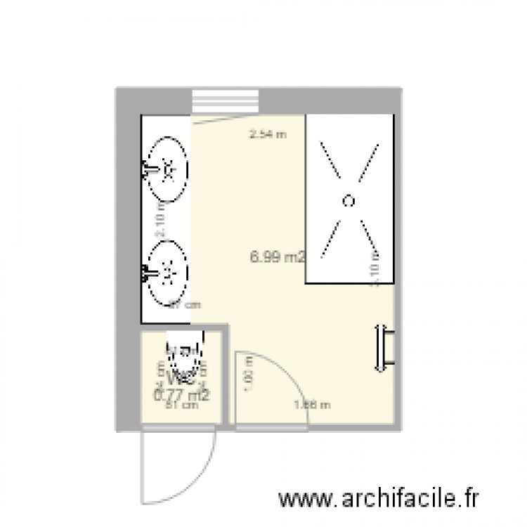 salle de bains - Plan 2 pièces 8 m2 dessiné par notremaisonalbaron