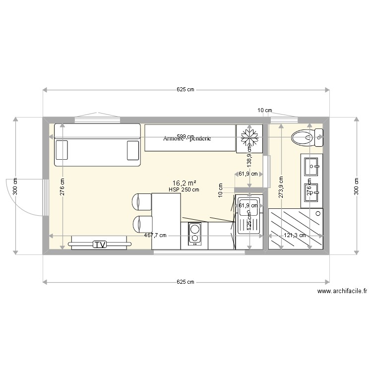 studio. Plan de 0 pièce et 0 m2