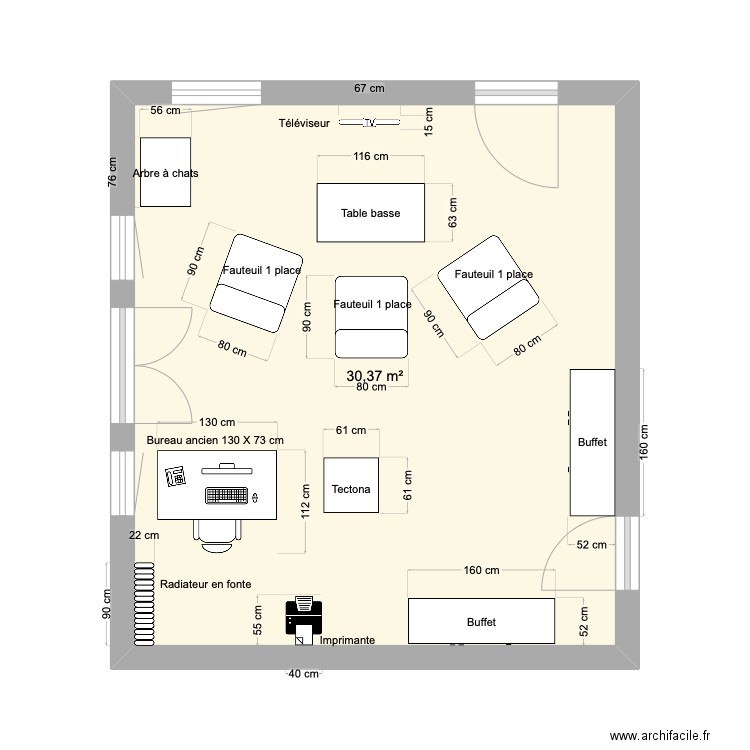 SALON 1ER ETAGE. Plan de 1 pièce et 30 m2