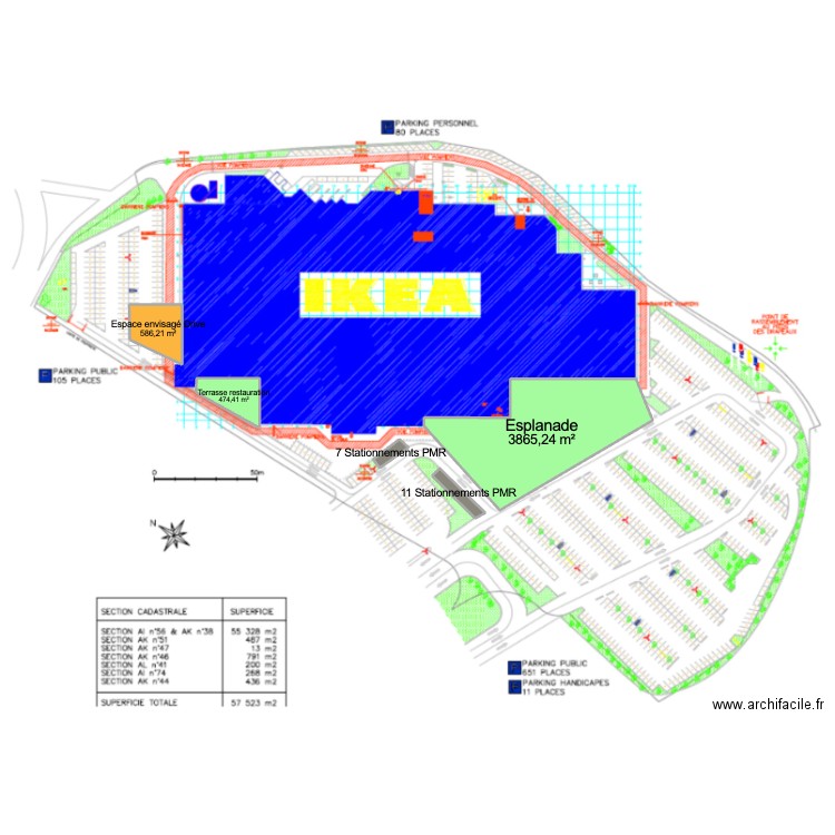 Ikea exterieurs. Plan de 5 pièces et 870 m2