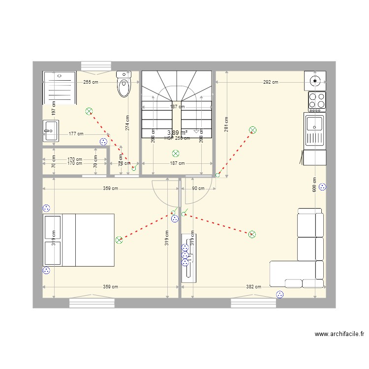 CHEREL BLOIS AMENAGEMENT 1 ER etage. Plan de 6 pièces et 44 m2