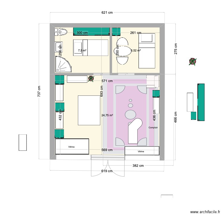 AHAVA ESTHE 3. Plan de 3 pièces et 39 m2