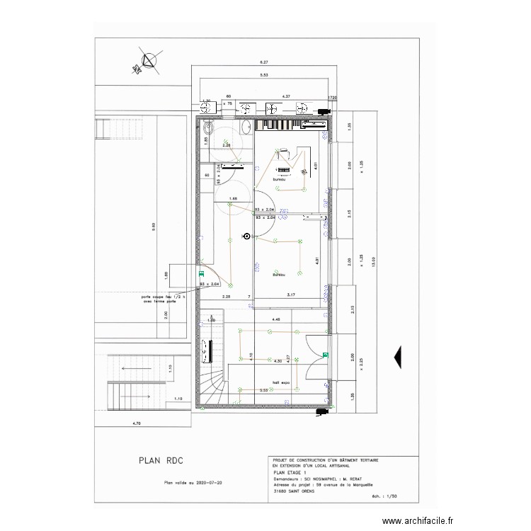 rdc extension bureaux. Plan de 0 pièce et 0 m2