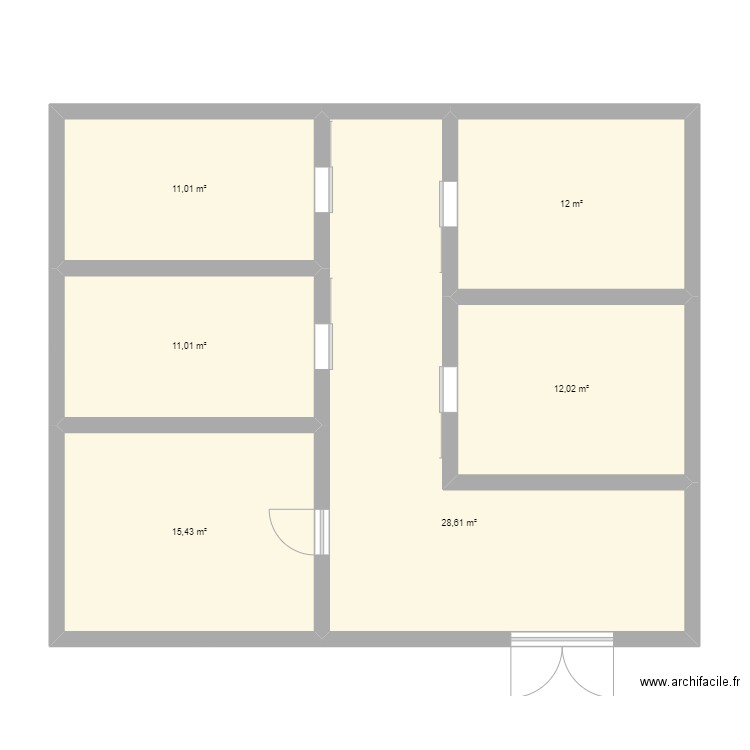 cabine. Plan de 6 pièces et 90 m2