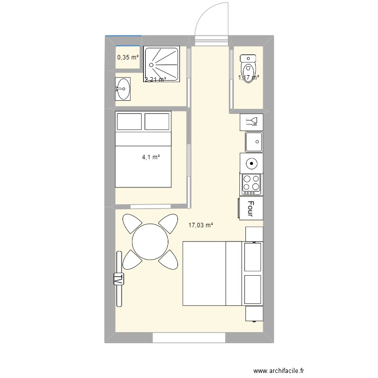 FLAINE. Plan de 5 pièces et 25 m2