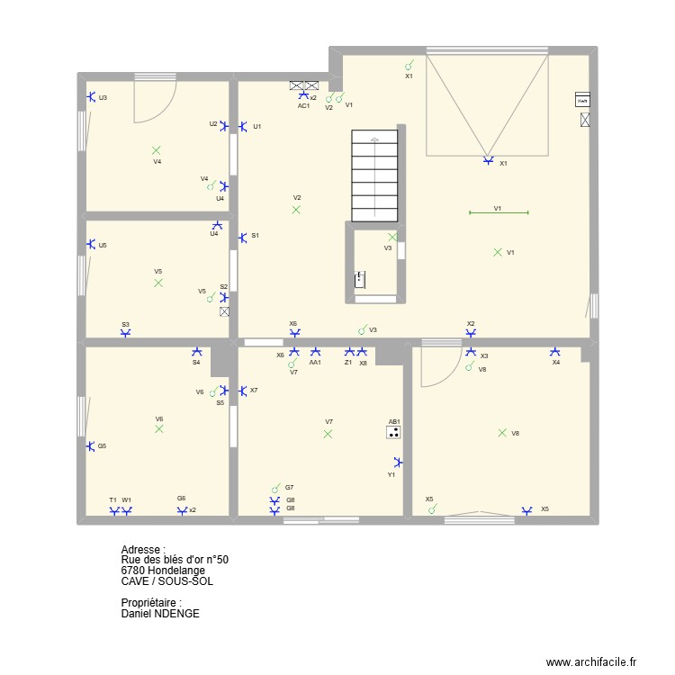 plan sous sol Daniel EPE. Plan de 7 pièces et 85 m2