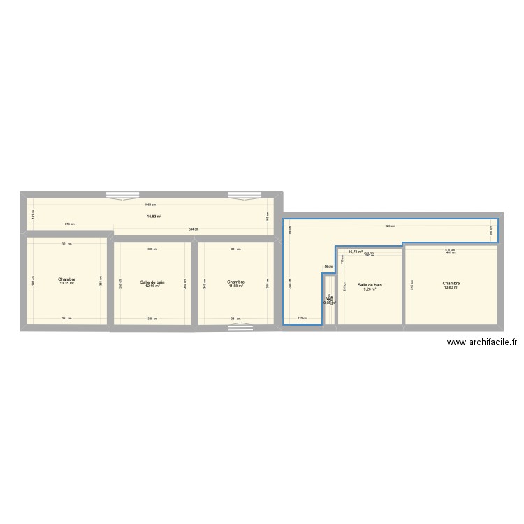 ETAGE 1. Plan de 8 pièces et 95 m2