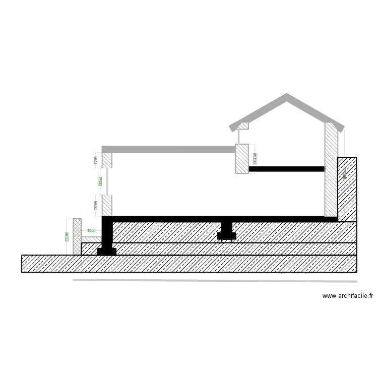 Plan coupe longitudinale. Plan de 0 pièce et 0 m2