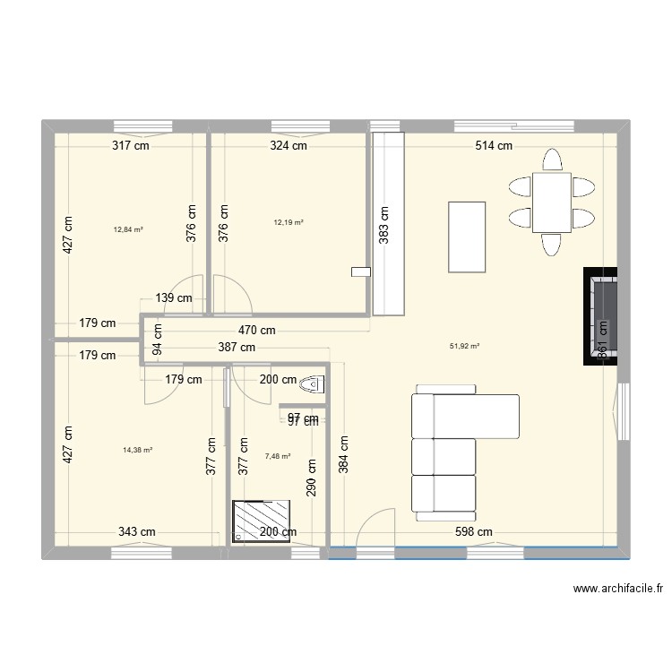 PLAN MAJ 0112. Plan de 5 pièces et 99 m2