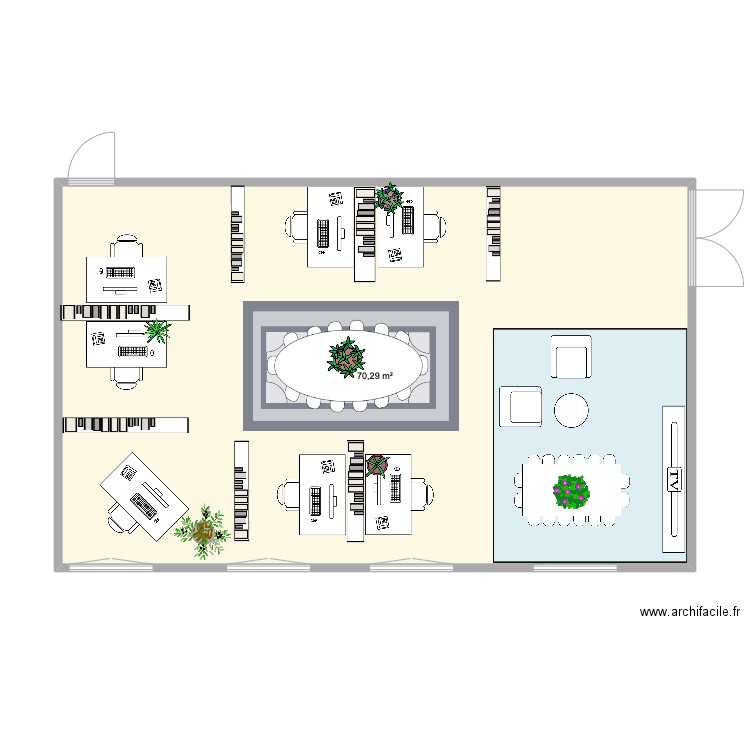 Projet Open Space IGP. Plan de 1 pièce et 70 m2