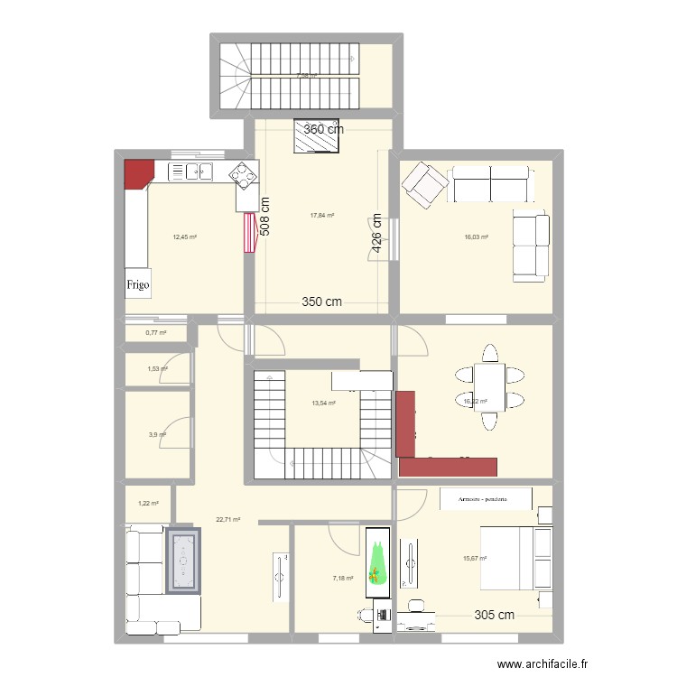 DARI 2. Plan de 13 pièces et 137 m2