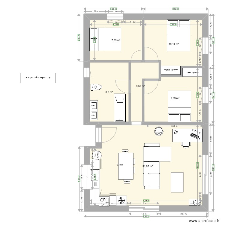 plan maison 70m2. Plan de 0 pièce et 0 m2