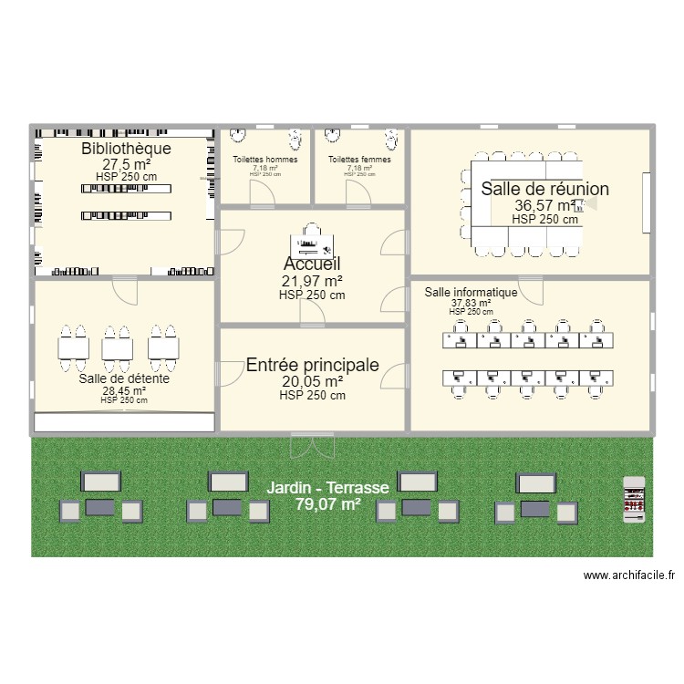 Plan médiathèque - Lissoro Media. Plan de 8 pièces et 187 m2