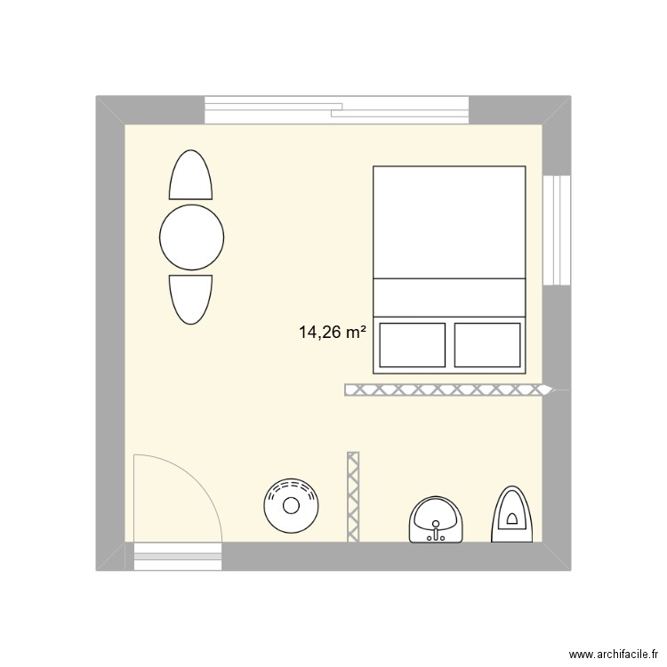 PLAN TINY 2. Plan de 1 pièce et 14 m2