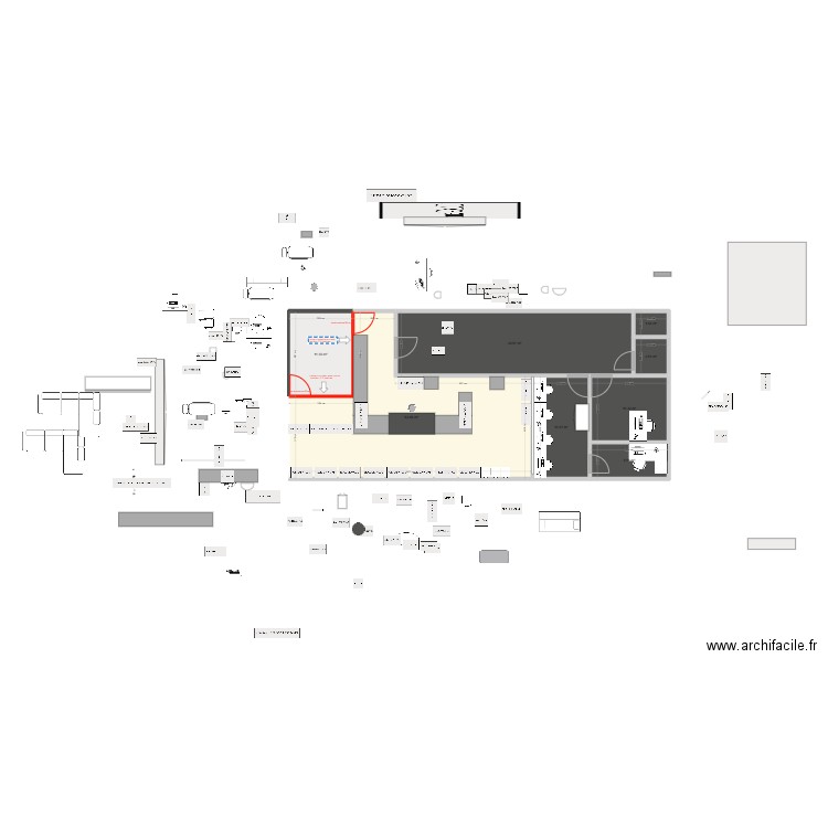 PLAN boutique avec entré colis. Plan de 8 pièces et 127 m2