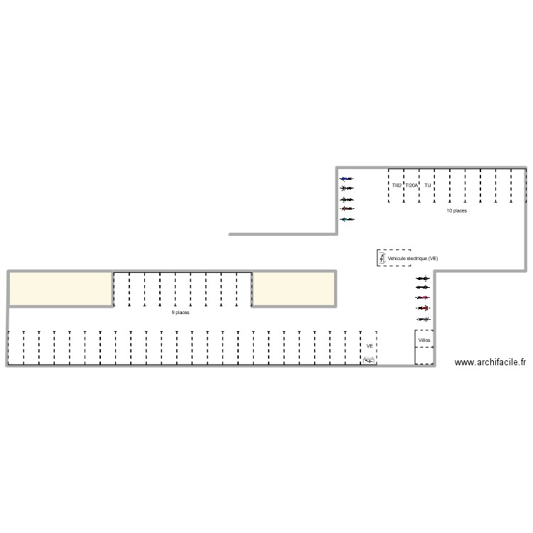 Parking. Plan de 2 pièces et 141 m2