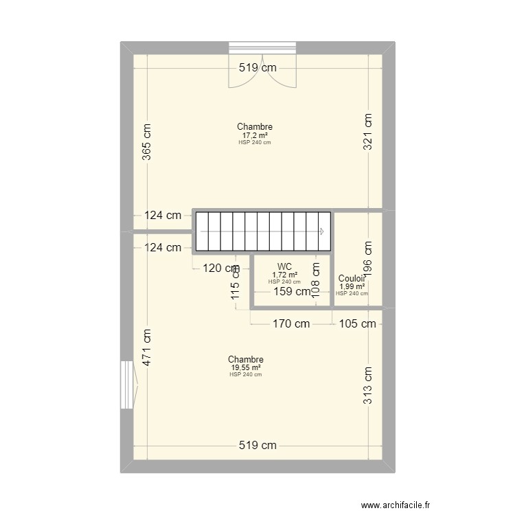 AMADIO ETA. Plan de 5 pièces et 43 m2