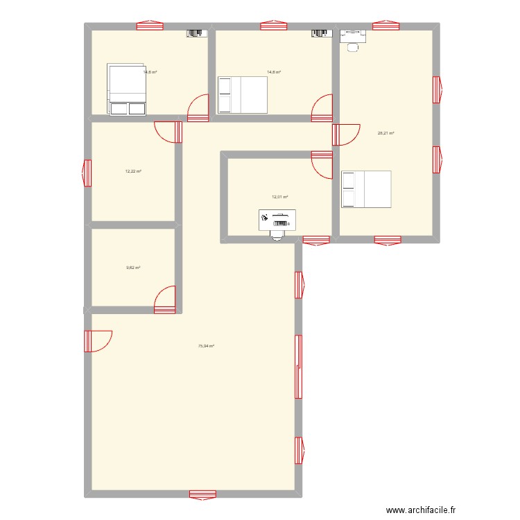 Projet Maison. Plan de 7 pièces et 167 m2