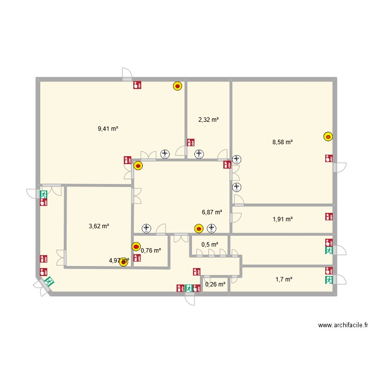 plan bat e. Plan de 11 pièces et 41 m2