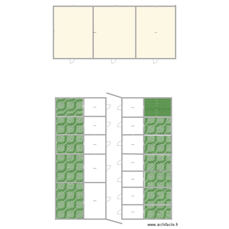 pension projet . Plan de 20 pièces et 604 m2