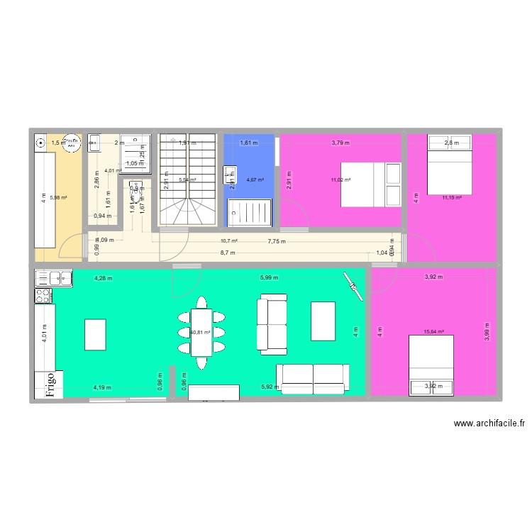 MALAUREILLE. Plan de 9 pièces et 110 m2