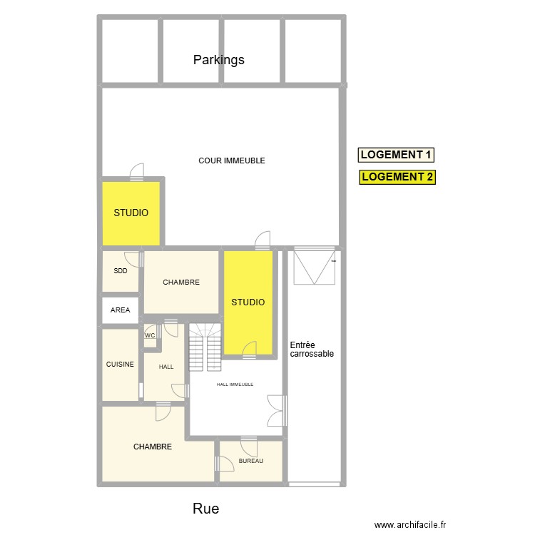 DERACHE. Plan de 18 pièces et 353 m2