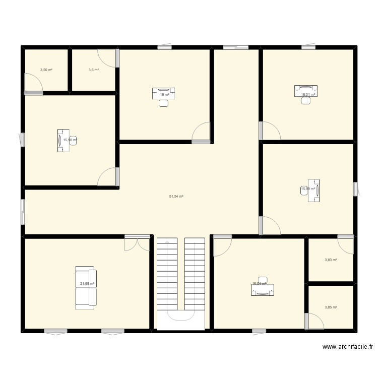 ibrane. Plan de 11 pièces et 168 m2