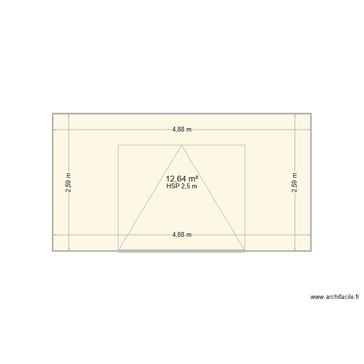 PLAN VUE DE FACE. Plan de 1 pièce et 13 m2