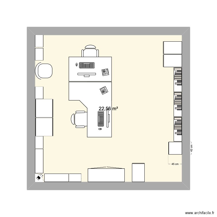 Bureau Harmo. Plan de 1 pièce et 23 m2