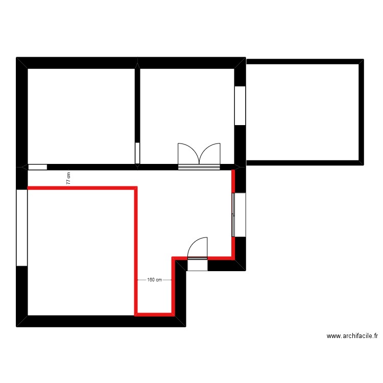 DUFRECHE RDC 1. Plan de 3 pièces et 98 m2