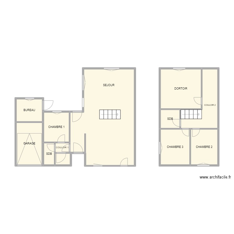 pradin. Plan de 11 pièces et 55 m2