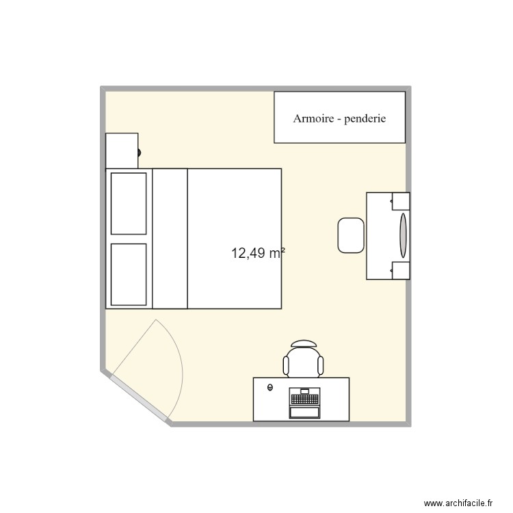 chambre idée 2. Plan de 1 pièce et 12 m2