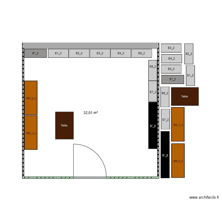 S2_Baz. Plan de 1 pièce et 32 m2