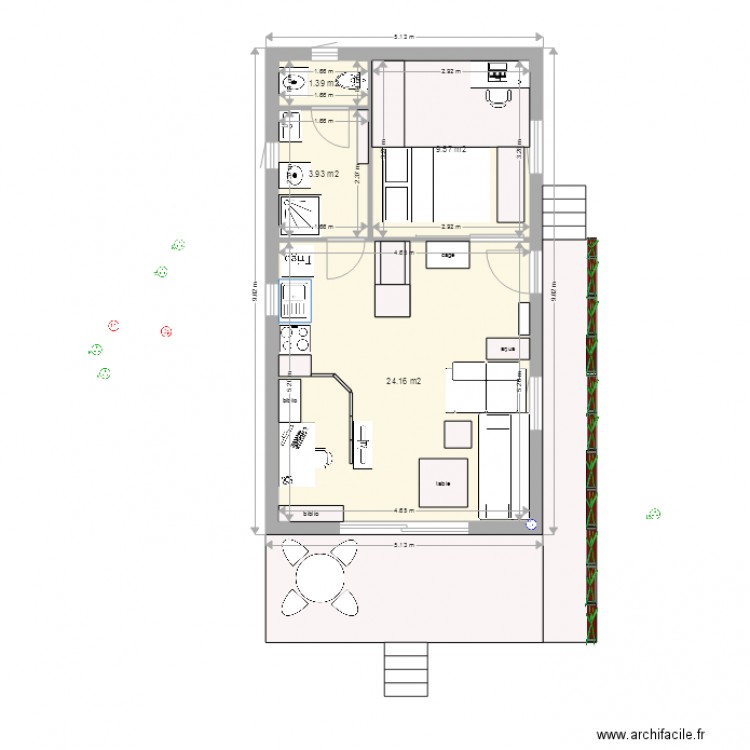 t2 39m2. Plan de 0 pièce et 0 m2