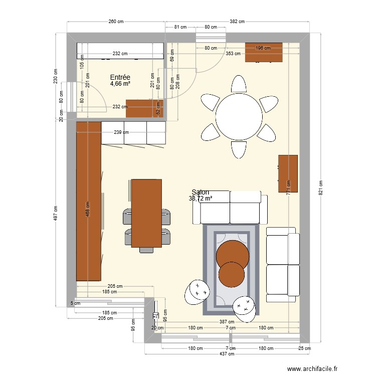 LA SAPINIERE 3. Plan de 2 pièces et 43 m2