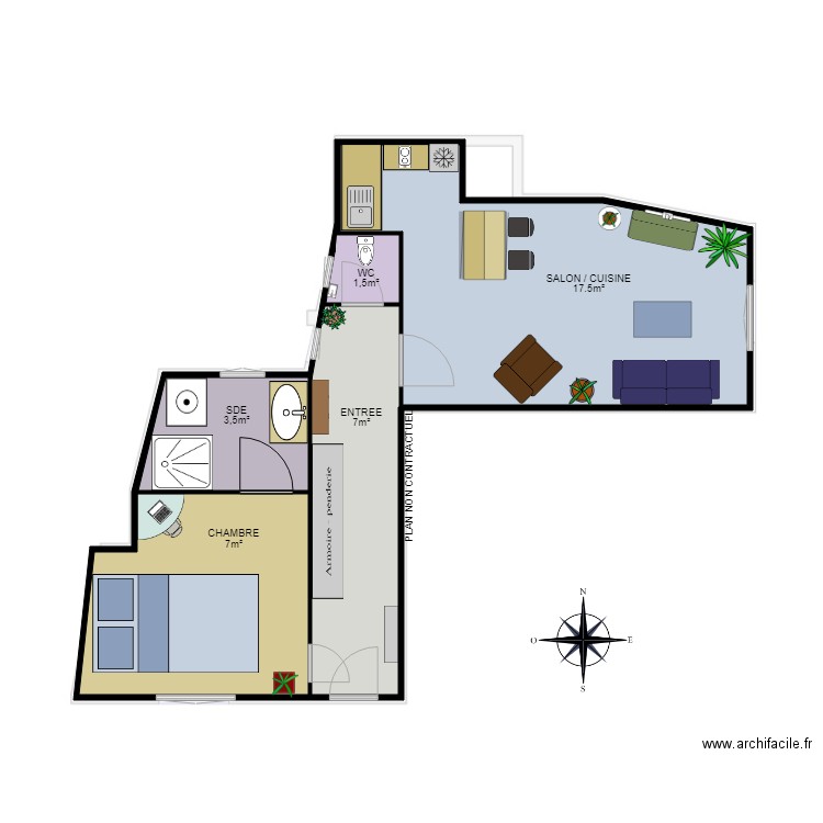 73 CLICHY 3EME. Plan de 5 pièces et 148 m2