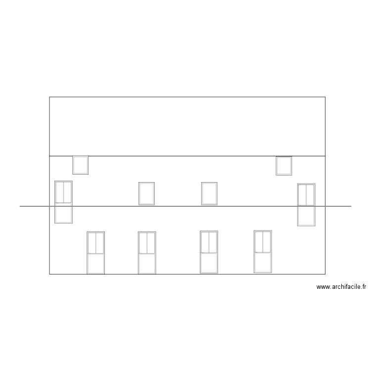 Plan façade sud Rigny-Ussé existant. Plan de 0 pièce et 0 m2